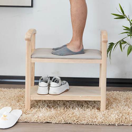 W7实木老人家用卧室穿鞋凳凳换鞋家具助力凳养老院扶手适老化起身