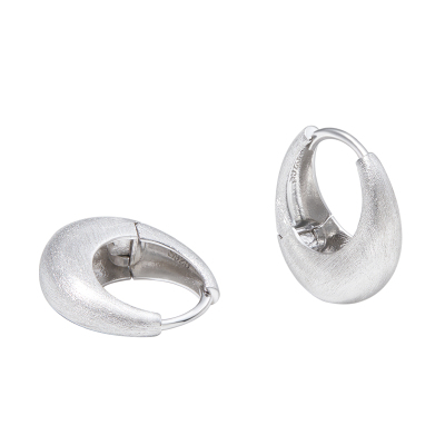 ULINE通体纯银素圈耳环拉丝耳圈