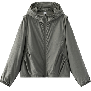 防晒外套|森马夹克女夏季凉感拼接网眼宽松连帽抽绳2026新款衣服