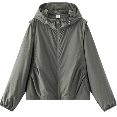 森马防晒凉感拼接网眼连帽夹克女