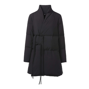 sdeer圣迪奥冬季女装时尚立领盘扣新中式宽松羽绒服S24483101