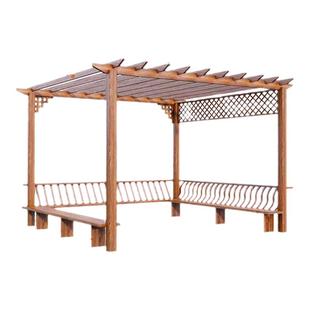 天津防腐木葡萄架户外花架庭院围栏塑木栅栏花箱露台碳化塑木地板