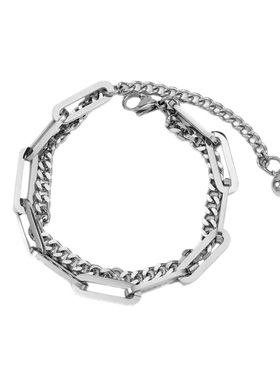 钛钢双层不掉色简约链条手链女