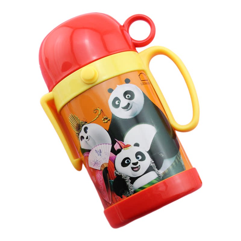 乐扣乐扣儿童保温杯小学生幼儿园上学水杯便携功夫熊猫防摔保温壶