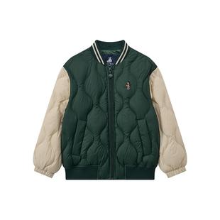 TeenieWeenie Kids小熊童装秋冬季款男童学院风撞色棒球领羽绒服