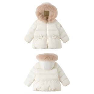 tartineetchocolat法国巧克力童装25冬季新款女童连帽鹅绒羽绒服
