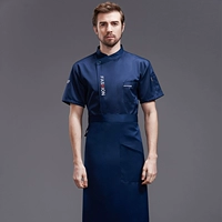 Модная синяя юбка в складку, фартук, короткий рукав