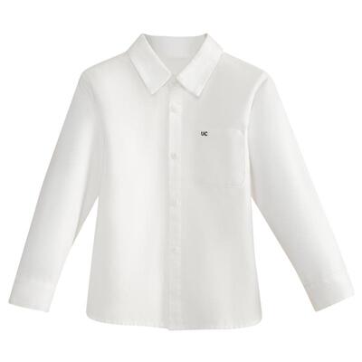UCNOO与虫儿童衬衫春秋新款男童棉长袖女童翻领衬衣宝宝白色上衣