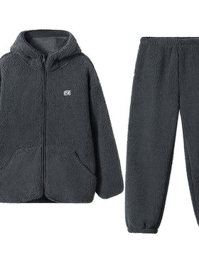 红豆情侣睡衣加厚羊羔绒家居服