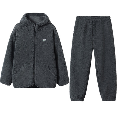 红豆情侣睡衣加厚羊羔绒家居服