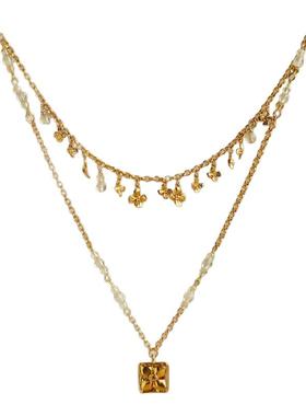 MONSECRET 2026春季新款双层多花吊坠项链高级感法式奢华项链