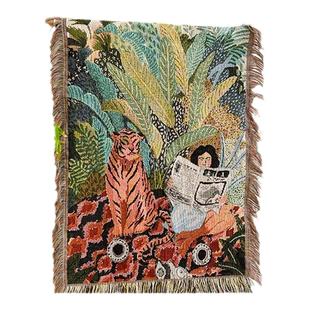 美式卡通挂毯房间装饰背景墙壁挂露营氛围布置背景布挂布柜子盖巾