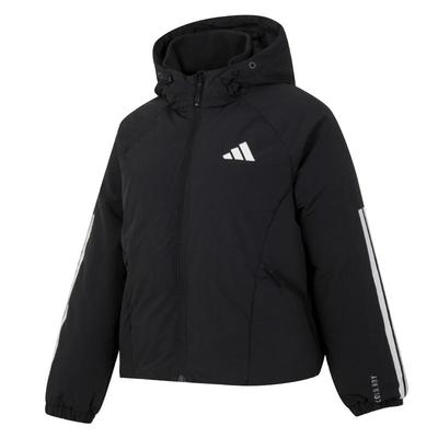 【自营】Adidas阿迪达斯黑色短款羽绒服女新款冬季连帽保暖面包服
