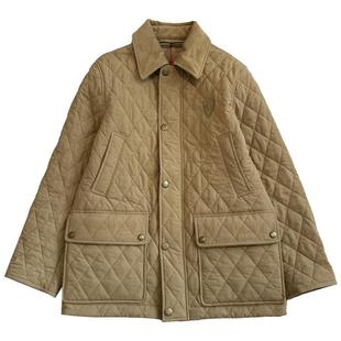 非市场普货~经典菱格绗缝谷仓棉服女灯芯绒翻领夹克外套 格纹内里