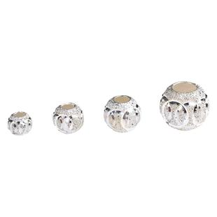 磨砂转运珠999纯银珠子散珠隔珠DIY手工银饰红绳手链脚链配件大孔