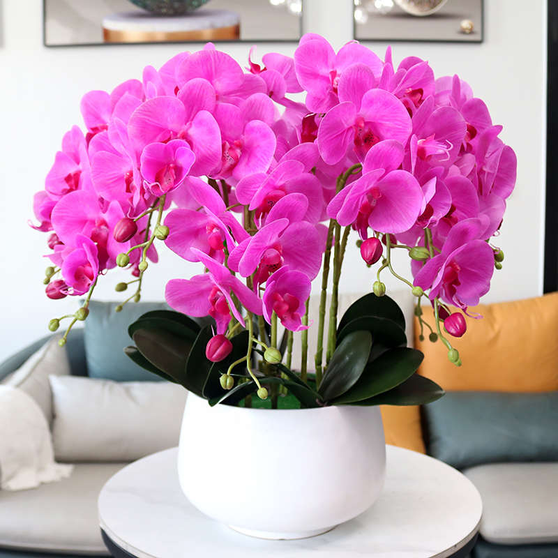 假花仿真花高档手感PU蝴蝶兰电视柜摆设花客厅茶几公司前台装饰花