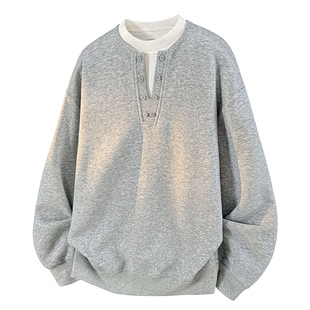 班尼路SK秋冬新款假两件圆领卫衣男青年潮牌时尚百搭舒适T恤男YS