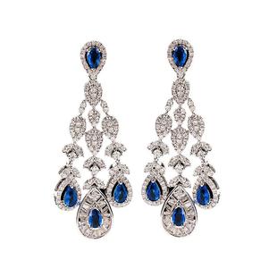 法国IDee盛世耳钉女气质耳环轻奢小众设计潮流百搭蓝宝石耳饰品