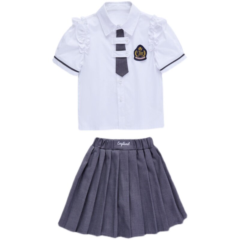韩版夏季幼儿园园服套装儿童班服六一表演服短袖可定制小学生校服