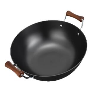 炊大皇铁锅双耳炒锅家用燃气电磁炉无涂层不粘锅加深老式铸铁炖锅