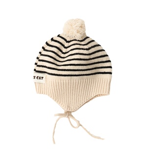 儿童帽子春夏季宝宝系带套头帽男宝女宝护耳帽男童女童保暖针织帽