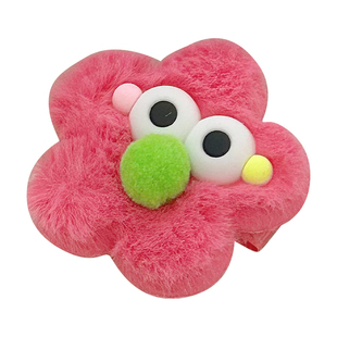 可爱丑萌搞怪毛绒发夹发圈女侧边刘海发卡2025新款秋冬儿童头饰品