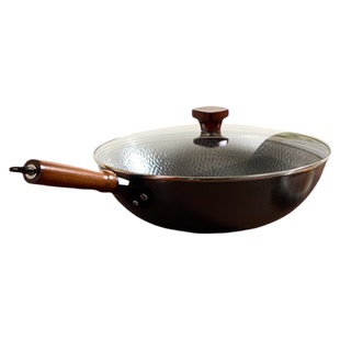 九阳铁锅无涂层炒锅家用炒菜锅锤纹燃气灶煤气灶专用不粘锅锅具