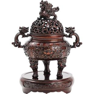 纯铜大明狮子炉香炉狻猊宣德炉家用室内香道茶道用品摆件盘香