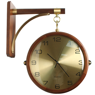 新中式双面挂钟2025挂墙壁客厅中古新款时钟表高级感石英家用壁钟