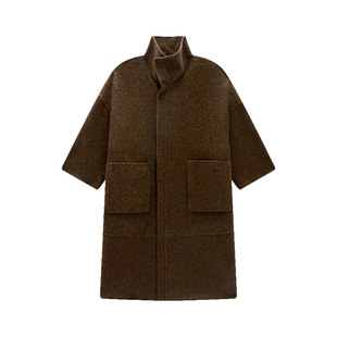 Unawares. “时髦政客”翻领敞开式双面棉羊毛大衣