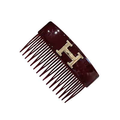 高级感H金标字母齿梳发卡经典百搭蓬松公主头刘海倒插梳碎发神器