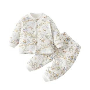 婴儿衣服秋冬夹棉分体套装a类婴幼儿宝宝保暖棉衣冬装棉服洋气女6