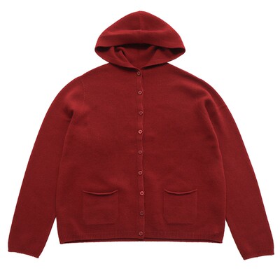 精纺绵羊毛混山羊绒连帽针织衫