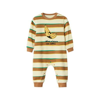 woobaby新生儿连体衣宝宝婴童包屁衣秋装婴幼儿卫衣爬服可爱外出