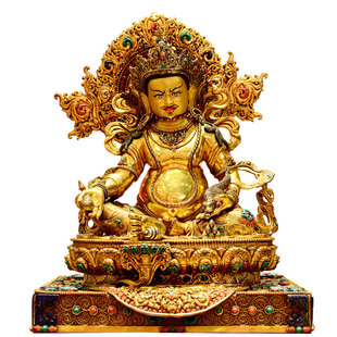 释迦族手工制作《黄财神》尼泊尔进口《五姓财神》桌面铜像摆件