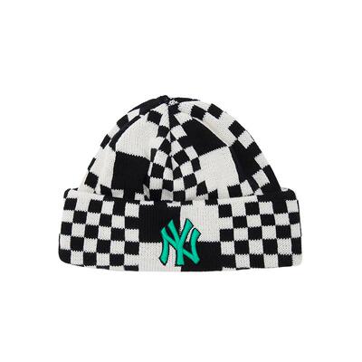 MLB官方男女毛线帽棋盘格针织帽