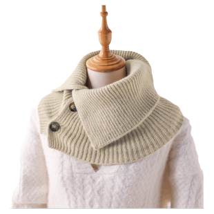 围脖套头披肩女纽扣假领子针织毛线秋冬季高领毛衣护颈保暖小围巾