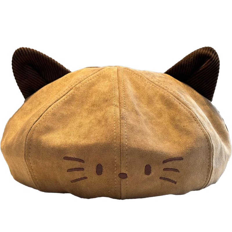 韩系猫耳贝雷帽女秋冬显脸小