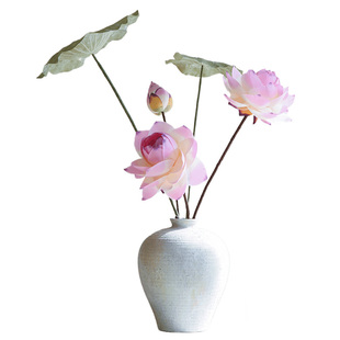 十二花神侘寂风干花荷花莲花大花束仿真花高级感逼真复古假花摆设