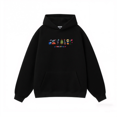 STA旗舰店美式潮牌重磅纯棉连帽卫衣秋冬季复古高街宽松黑色外套