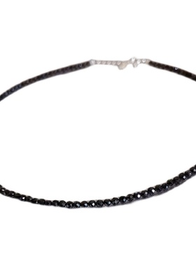 天然黑尖晶石超闪锁骨链