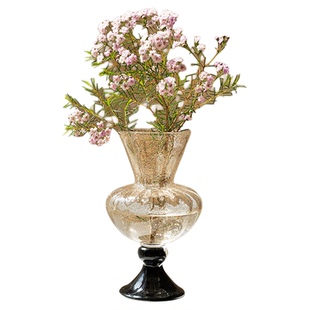 中古风透明琉璃花瓶高级感复古轻奢客厅插花装饰品玄关鲜花瓶摆件