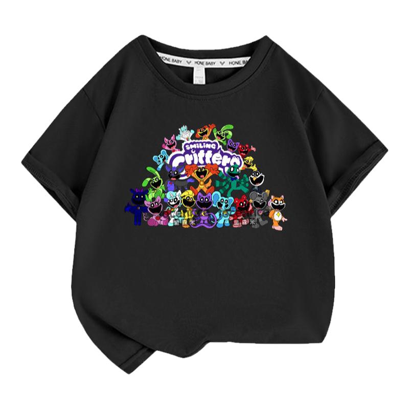 波比的游戏时间smiling critters3 恐怖微笑动物儿童宽松短袖T恤