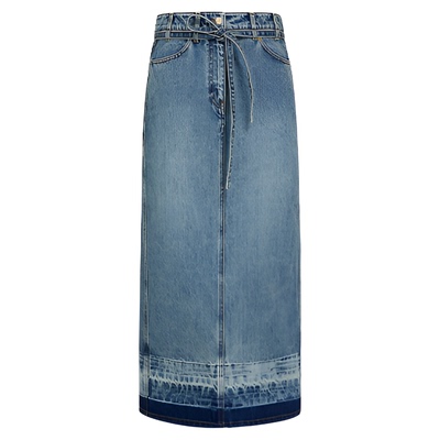 HUI卉定织直筒全棉牛仔一步半裙