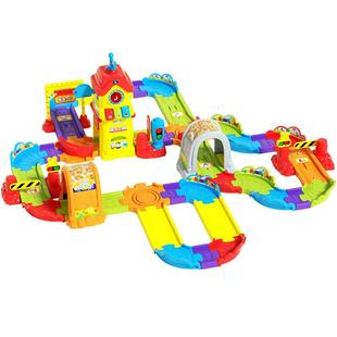 伟易达精致版电动火车站轨道小火车儿童电动赛车汽车玩具套装