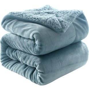 双层毛毯被子羊羔绒午睡毯冬季办公室单人儿童珊瑚绒加厚沙发毯子
