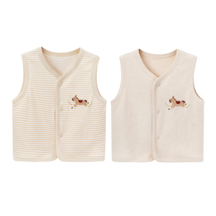 俏萌兔婴儿马甲春秋外穿薄款纯棉小月龄男女宝宝背心新生儿小坎肩