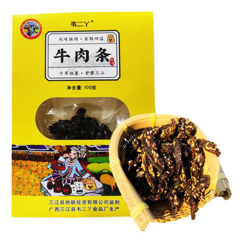 韦二丫牛肉条香辣100克盒装即食