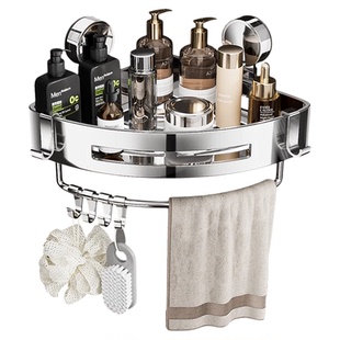 304不锈钢卫生间置物架吸盘免打孔洗手间壁挂厕所浴室三角收纳架