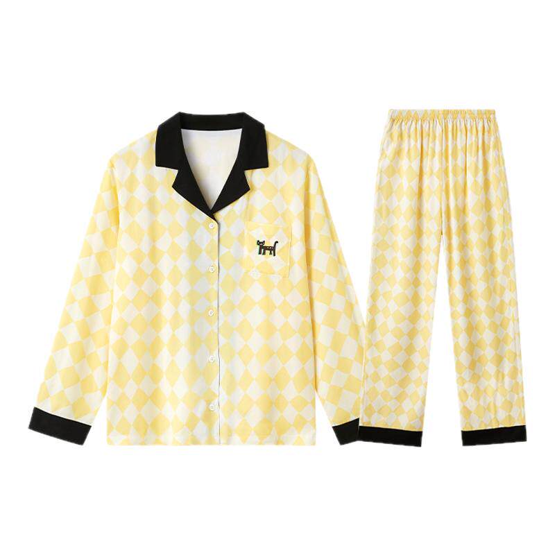 小番薯新款家居服亲子装格纹睡衣